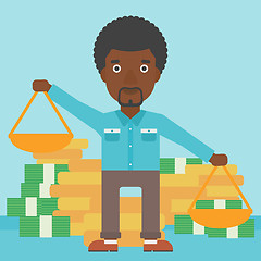 Image showing Businessman with scales vector illustration.