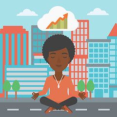 Image showing Peaceful business woman doing yoga.