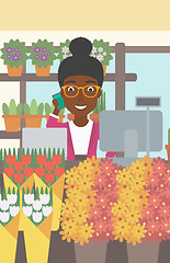 Image showing Florist at flower shop vector illustration.