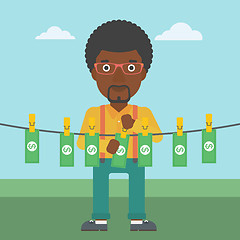 Image showing Man loundering money vector illustration.