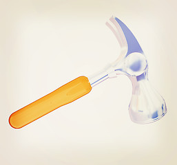 Image showing Hammer on white background . 3D illustration. Vintage style.