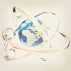 Image showing 3d atom. Global concept. 3D illustration. Vintage style.