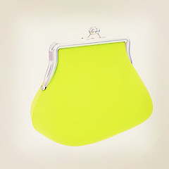 Image showing green purse on a white . 3D illustration. Vintage style.