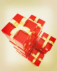 Image showing Bright christmas gifts. 3D illustration. Vintage style.