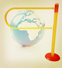Image showing Three-dimensional image of the turnstile and earth on a white ba