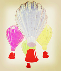 Image showing Hot Air Balloons with Gondola. 3D illustration. Vintage style.