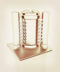 Image showing 3d abstract metal pressure vessel. 3D illustration. Vintage styl