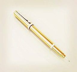 Image showing Gold corporate pen design . 3D illustration. Vintage style.