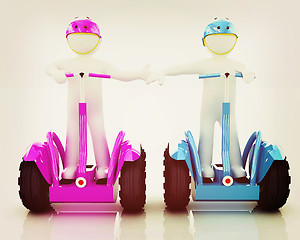Image showing 3d people in riding on a personal and ecological transport in he