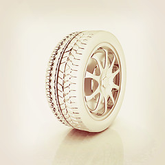 Image showing car wheels icon. 3D illustration. Vintage style.