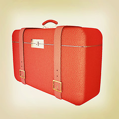 Image showing Red traveler\'s suitcase . 3D illustration. Vintage style.