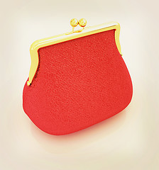 Image showing Leather purse. 3D illustration. Vintage style.