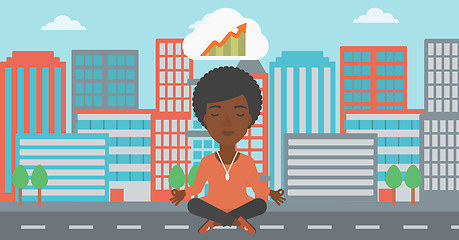 Image showing Peaceful business woman doing yoga.