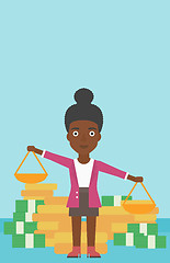 Image showing Business woman with scales vector illustration.