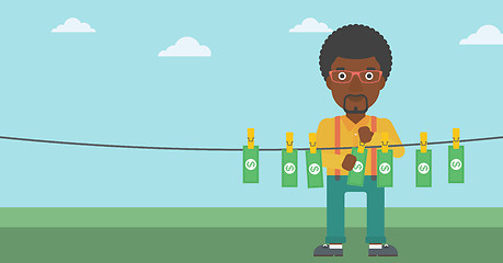 Image showing Man loundering money vector illustration.