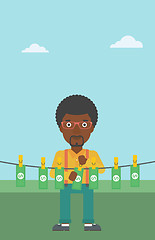 Image showing Man loundering money vector illustration.