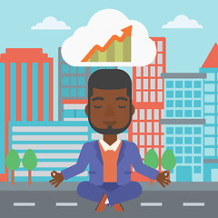 Image showing Peaceful businessman doing yoga.