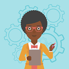 Image showing Business woman with pencil vector illustration.