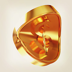 Image showing deformed gold coin. 3D illustration. Vintage style.