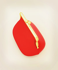 Image showing Leather purse. 3D illustration. Vintage style.