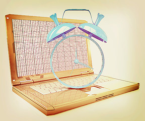 Image showing Notebook and clock . 3D illustration. Vintage style.