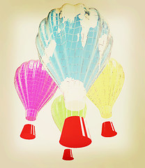 Image showing Hot Air Balloons as the earth with Gondola. 3D illustration. Vin