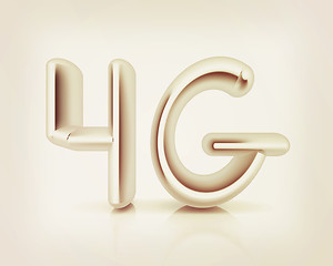 Image showing 4g modern internet network. 3d text . 3D illustration. Vintage s