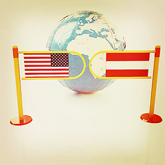 Image showing Three-dimensional image of the turnstile and flags of USA and Au