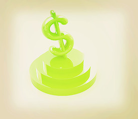 Image showing icon dollar sign on podium. 3D illustration. Vintage style.