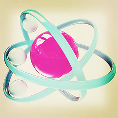 Image showing 3d atom. 3D illustration. Vintage style.