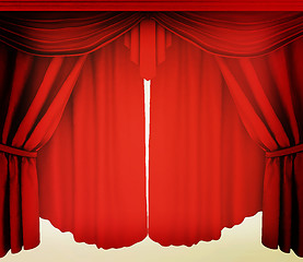 Image showing Red curtains isolated on a white background . 3D illustration. V