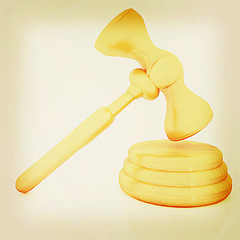 Image showing Wooden gavel isolated on white background. 3D illustration. Vint