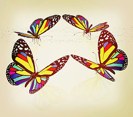 Image showing beauty butterflies. 3D illustration. Vintage style.