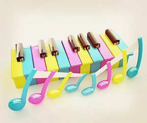 Image showing Colorfull piano keys. 3D illustration. Vintage style.