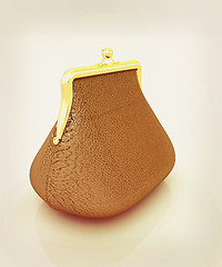 Image showing Leather purse. 3D illustration. Vintage style.