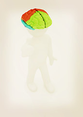 Image showing 3d people - man with a brain. 3D illustration. Vintage style.