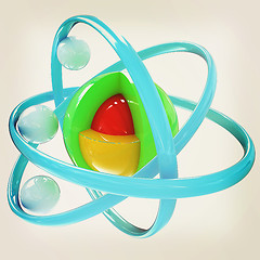 Image showing 3d atom. 3D illustration. Vintage style.