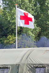 Image showing Red cross flag