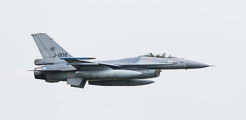 Image showing LEEUWARDEN, THE NETHERLANDS - JUN 11, 2016: Dutch F-16 fighter j