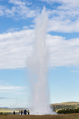 Image showing Impressive eruption of the biggest active geysir, Strokkur, with