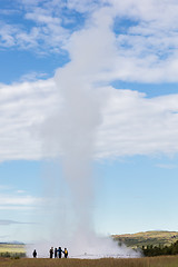 Image showing Impressive eruption of the biggest active geysir, Strokkur, with