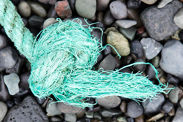 Image showing Fishing nets on a beach