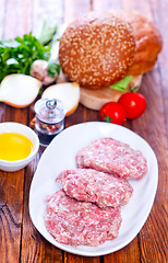 Image showing raw burgers