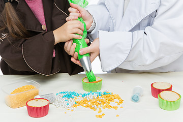 Image showing Closeup of funny christmas cupcakes