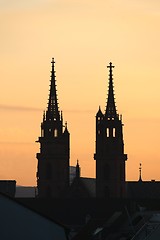 Image showing Cathedral tower silhouettes