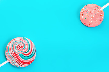 Image showing Vintage Blue Background With Two Candy