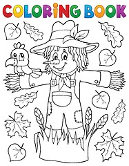 Image showing Coloring book scarecrow theme 1