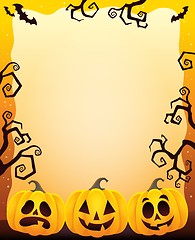 Image showing Frame with three Halloween pumpkins