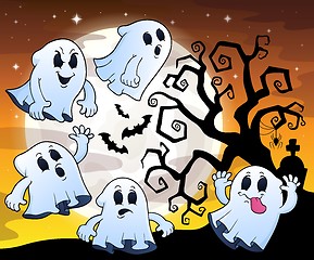 Image showing Halloween image with ghosts theme 1