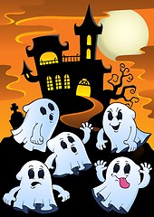 Image showing Ghosts near haunted house theme 1